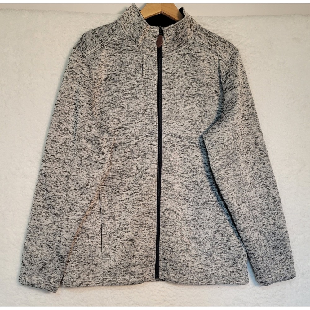 Knoss Fleece Sweater Jacket‎ Size Large Women's  Light Heather Full Zip 0964